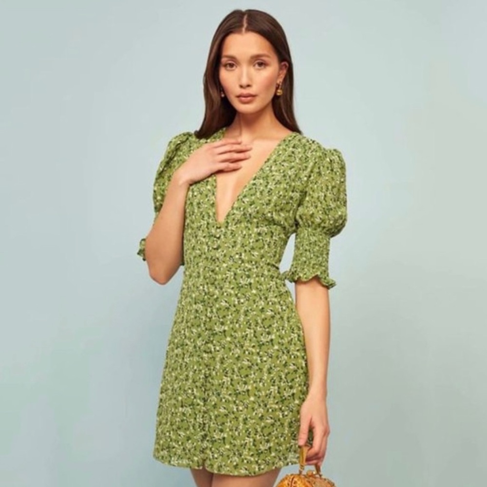 New Green Floral Reformation Dress